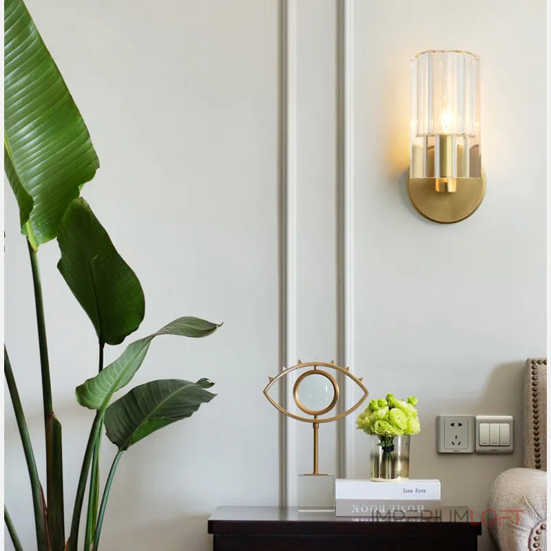 Настенный светильник с цилиндрическими рельефными плафонами из хрусталя VIGO от ImperiumLoft