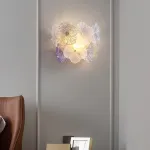 Серия настенных светильников с цветочным декором из металла, прозрачного, матового и градиентно окрашенного стекла ручной работы IVET WALL Purple от ImperiumLoft