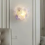 Серия настенных светильников с цветочным декором из металла, прозрачного, матового и градиентно окрашенного стекла ручной работы IVET WALL Purple от ImperiumLoft