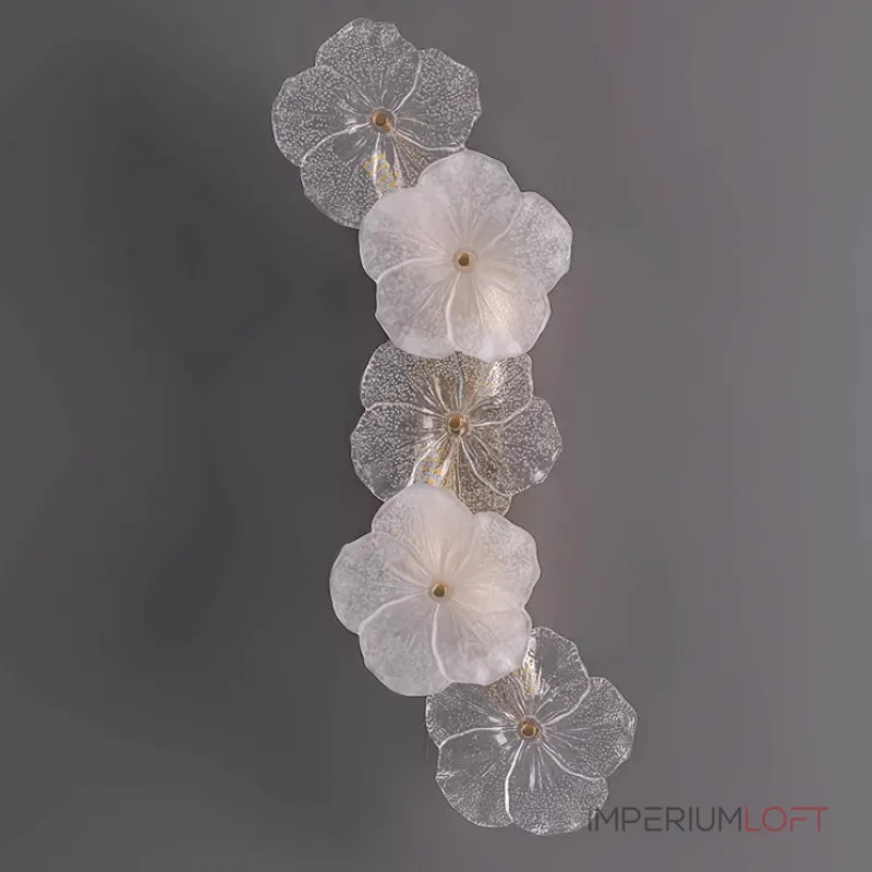 Серия настенных светильников с цветочным декором из прозрачного и матового стекла ручной работы IVET LACE WALL L4 от ImperiumLoft Серия настенных светильников с цветочным декором из прозрачного и матового стекла ручной работы IVET LACE WALL L4 от ImperiumLoft