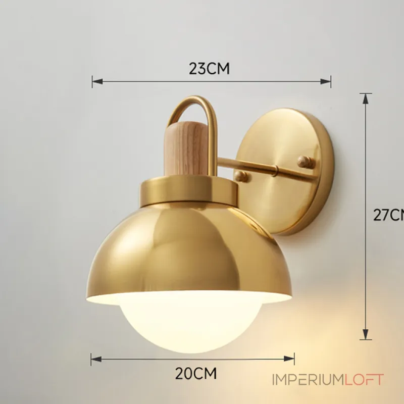 Серия золотых настенных светильников с деревянным элементом ALISON GOLD WALL Light Brown от ImperiumLoft
