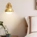 Серия золотых настенных светильников с деревянным элементом ALISON GOLD WALL Dark Brown от ImperiumLoft