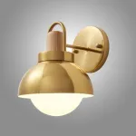 Серия золотых настенных светильников с деревянным элементом ALISON GOLD WALL Light Brown от ImperiumLoft