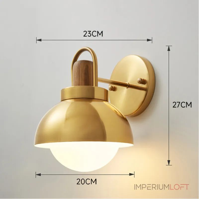 Серия золотых настенных светильников с деревянным элементом ALISON GOLD WALL Dark Brown от ImperiumLoft