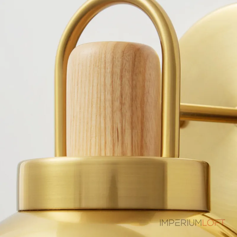 Серия золотых настенных светильников с деревянным элементом ALISON GOLD WALL Dark Brown от ImperiumLoft