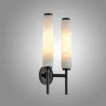 Серия настенных светильников с латунным корпусом и цилиндрическими плафонами из мрамора BULRASH MARBLE L2 Black от ImperiumLoft