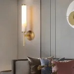 Серия настенных светильников с латунным корпусом и цилиндрическими плафонами из мрамора BULRASH MARBLE L2 Brass от ImperiumLoft