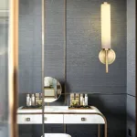 Серия настенных светильников с латунным корпусом и цилиндрическими плафонами из мрамора BULRASH MARBLE L2 Brass от ImperiumLoft