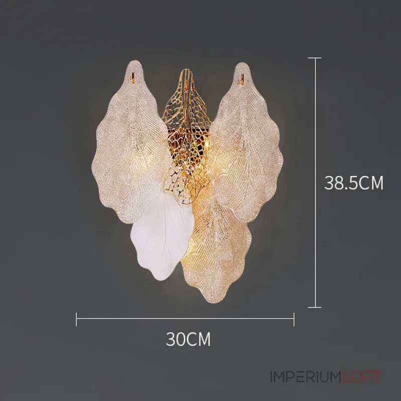 Настенный светильник с декором из подвесок в виде листьев из стекла и металла OLEANDER WALL от ImperiumLoft