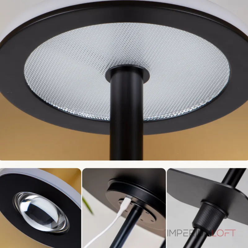 Светодиодный торшер с двойным купольным плафоном, столиком и сенсорным переключением цветовой температуры TERRY FL TBL от ImperiumLoft