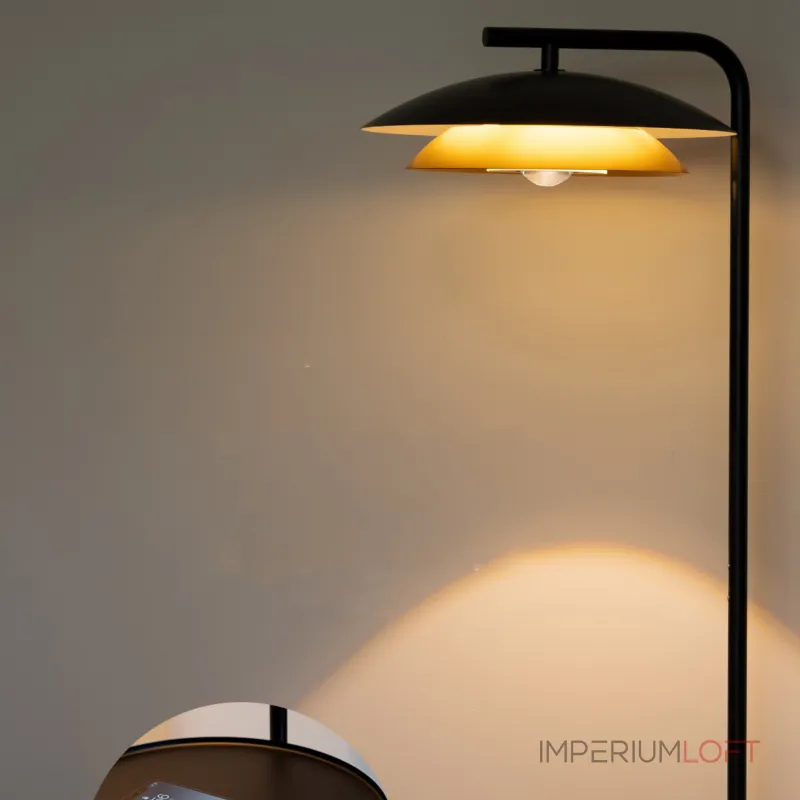 Светодиодный торшер с двойным купольным плафоном, столиком и сенсорным переключением цветовой температуры TERRY FL TBL от ImperiumLoft