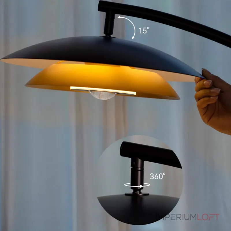 Светодиодный торшер с двойным купольным плафоном и линзированным источником света на дугообразной стойке TERRY FL ARC от ImperiumLoft Светодиодный торшер с двойным купольным плафоном и линзированным источником света на дугообразной стойке TERRY FL ARC от ImperiumLoft