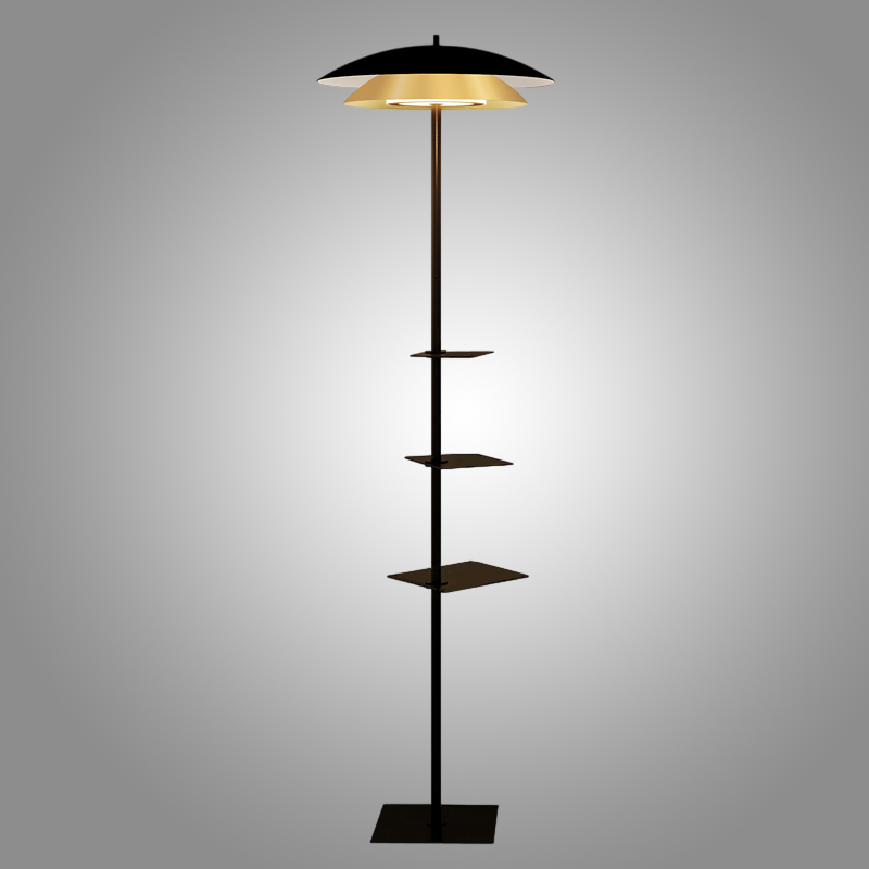 Светодиодный торшер с двойным купольным плафоном, полочками и сенсорным переключением цветовой температуры TERRY FL от ImperiumLoft Светодиодный торшер с двойным купольным плафоном, полочками и сенсорным переключением цветовой температуры TERRY FL от ImperiumLoft