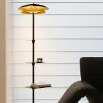 Светодиодный торшер с двойным купольным плафоном, полочками и сенсорным переключением цветовой температуры TERRY FL от ImperiumLoft