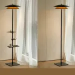 Светодиодный торшер с двойным купольным плафоном, полочками и сенсорным переключением цветовой температуры TERRY FL от ImperiumLoft