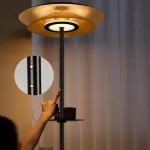 Светодиодный торшер с двойным купольным плафоном, полочками и сенсорным переключением цветовой температуры TERRY FL от ImperiumLoft