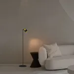 Дизайнерский светодиодный торшер с яркими вставками на поворотном плафоне с оптической линзой TOLLVER FL от ImperiumLoft