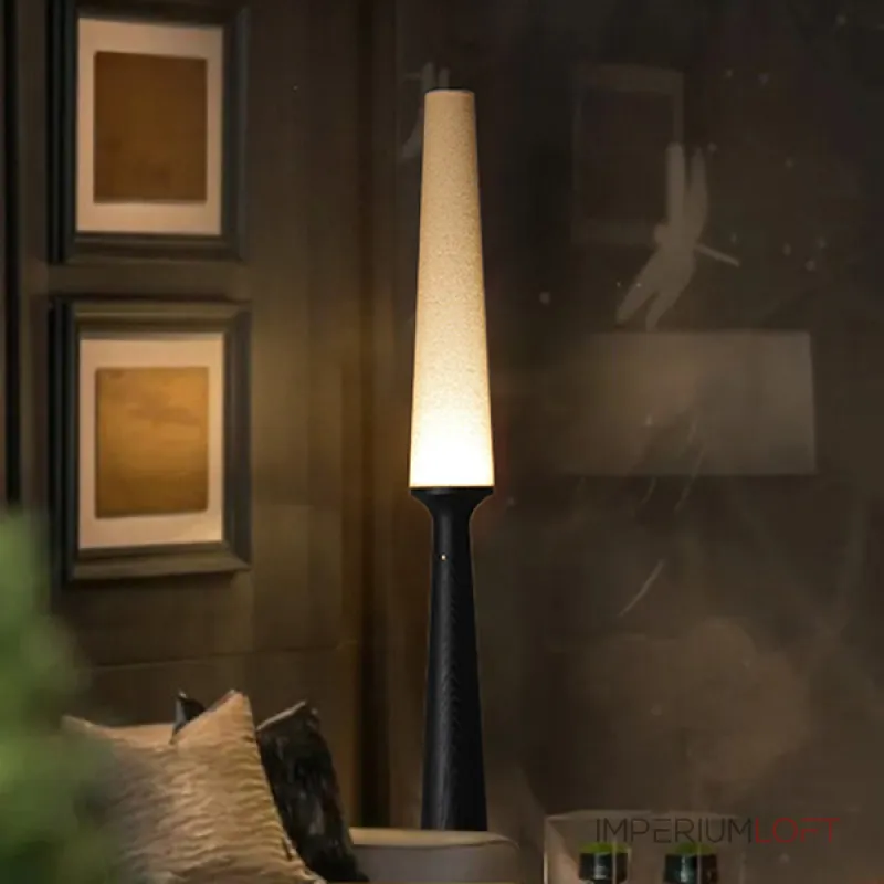 Серия торшеров с выключателем на коническом основании из высококачественной древесины и текстильным плафоном STEVE H175 Dark Brown от ImperiumLoft