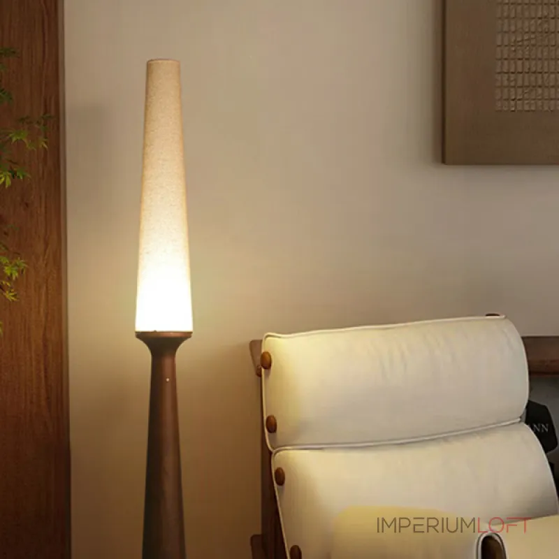 Серия торшеров с выключателем на коническом основании из высококачественной древесины и текстильным плафоном STEVE H175 Dark Brown от ImperiumLoft