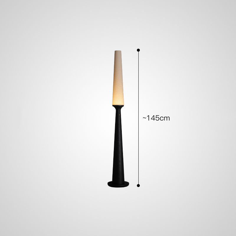 Серия торшеров с выключателем на коническом основании из высококачественной древесины и текстильным плафоном STEVE H145 Black от ImperiumLoft