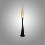 Серия торшеров с выключателем на коническом основании из высококачественной древесины и текстильным плафоном STEVE H145 Black от ImperiumLoft