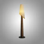 Серия торшеров с коническим корпусом из высококачественной древесины и асимметричным текстильным плафоном VALE Dark Brown от ImperiumLoft