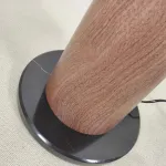 Серия торшеров с коническим корпусом из высококачественной древесины и асимметричным текстильным плафоном VALE Dark Brown от ImperiumLoft