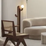 Деревянный напольный светильник в виде кактуса с шарообразным плафоном CACTUS WOOD Black от ImperiumLoft