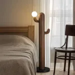 Деревянный напольный светильник в виде кактуса с шарообразным плафоном CACTUS WOOD Black от ImperiumLoft