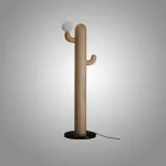 Деревянный напольный светильник в виде кактуса с шарообразным плафоном CACTUS WOOD Light Brown от ImperiumLoft