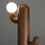 Деревянный напольный светильник в виде кактуса с шарообразным плафоном CACTUS WOOD Black от ImperiumLoft