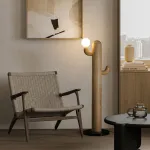 Деревянный напольный светильник в виде кактуса с шарообразным плафоном CACTUS WOOD Black от ImperiumLoft
