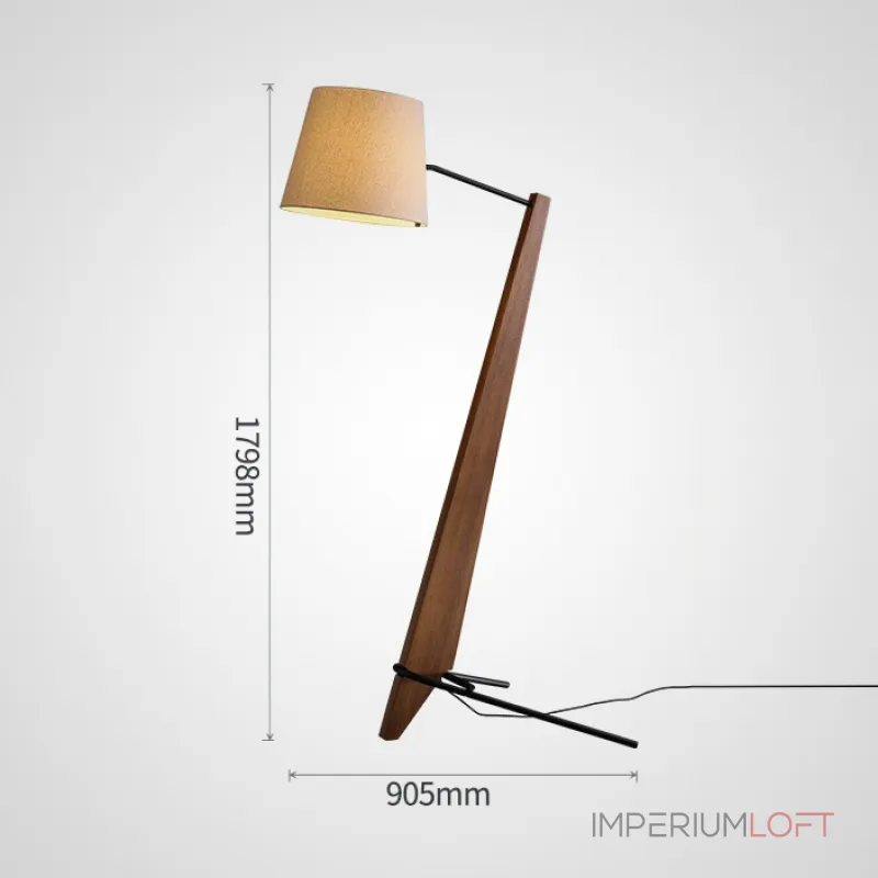 Серия торшеров с наклонным корпусом из высококачественной древесины и текстильным плафоном CLETUS Dark Brown от ImperiumLoft