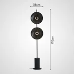 Серия дизайнерских торшеров с двумя плафонами в виде вогнутых дисков из дерева с LED подсветкой DELANO WOOD FL Black от ImperiumLoft