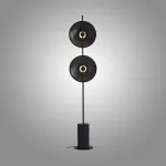 Серия дизайнерских торшеров с двумя плафонами в виде вогнутых дисков из дерева с LED подсветкой DELANO WOOD FL Black от ImperiumLoft