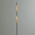 Серия дизайнерских торшеров с двумя плафонами в виде вогнутых дисков из дерева с LED подсветкой DELANO WOOD FL Black от ImperiumLoft