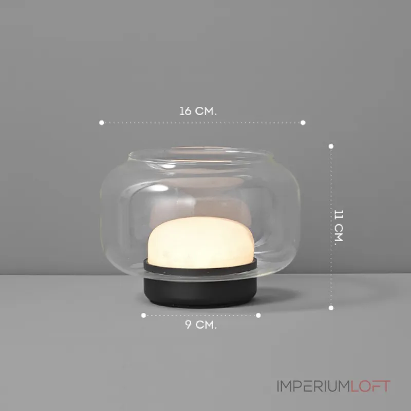 Настольная лампа с мраморным рассеивателем внутри стеклянного плафона с возможностью использования в качестве аромалампы DORIAN TAB от ImperiumLoft