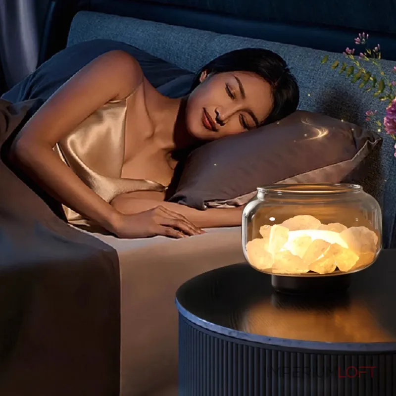 Настольная лампа с мраморным рассеивателем внутри стеклянного плафона с возможностью использования в качестве аромалампы DORIAN TAB от ImperiumLoft