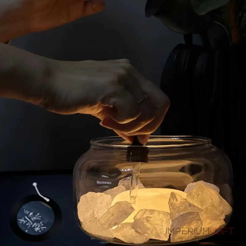 Настольная лампа с мраморным рассеивателем внутри стеклянного плафона с возможностью использования в качестве аромалампы DORIAN TAB от ImperiumLoft