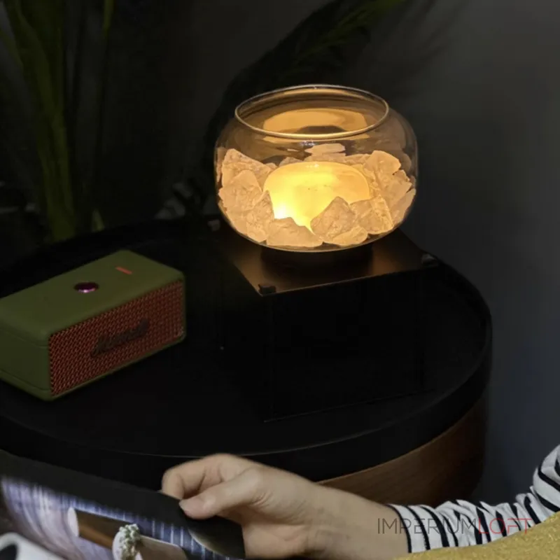 Настольная лампа с мраморным рассеивателем внутри стеклянного плафона с возможностью использования в качестве аромалампы DORIAN TAB от ImperiumLoft