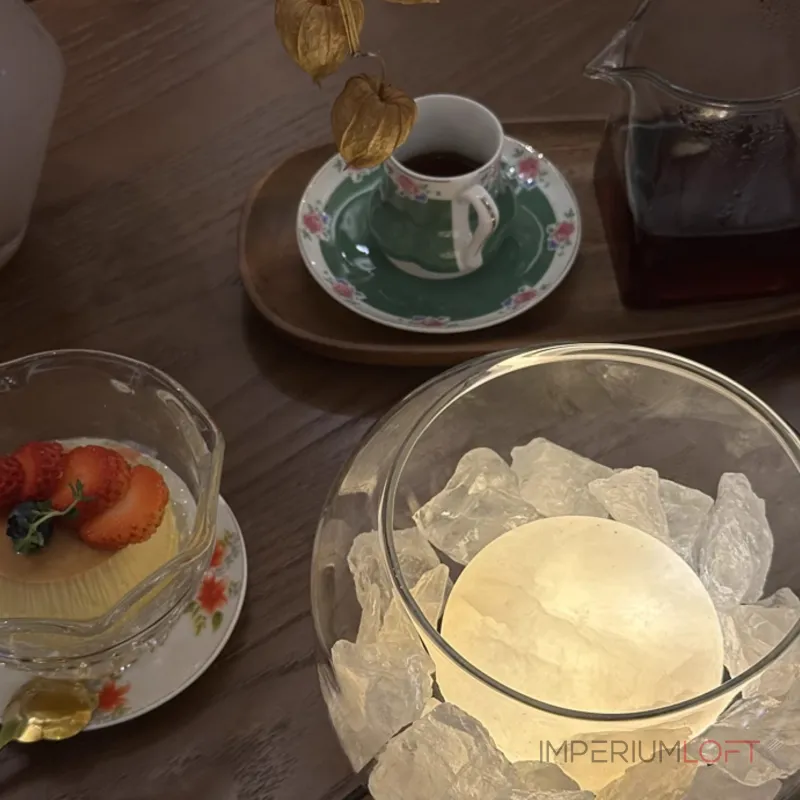 Настольная лампа с мраморным рассеивателем внутри стеклянного плафона с возможностью использования в качестве аромалампы DORIAN TAB от ImperiumLoft