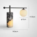 Серия настольных ламп с шарообразным плафоном на угловом кронштейне и основанием с внутренней подсветкой SYMBOL NEPHRITE TAB A от ImperiumLoft