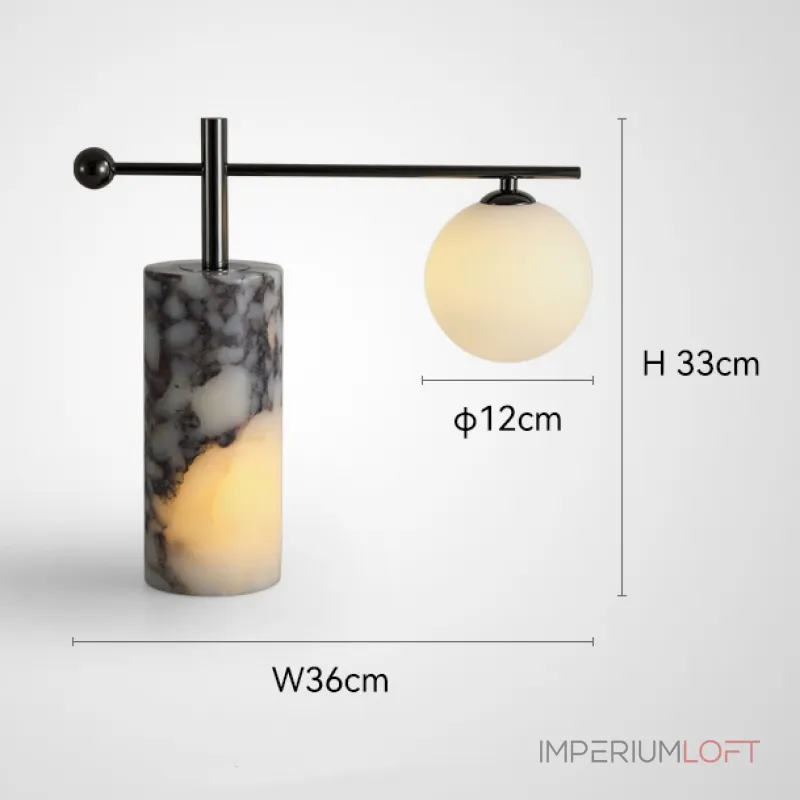 Серия настольных ламп с шарообразным плафоном на угловом кронштейне и основанием с внутренней подсветкой SYMBOL NEPHRITE TAB A от ImperiumLoft Серия настольных ламп с шарообразным плафоном на угловом кронштейне и основанием с внутренней подсветкой SYMBOL NEPHRITE TAB A от ImperiumLoft