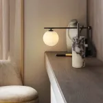 Серия настольных ламп с шарообразным плафоном на угловом кронштейне и основанием с внутренней подсветкой SYMBOL NEPHRITE TAB A от ImperiumLoft