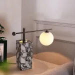 Серия настольных ламп с шарообразным плафоном на угловом кронштейне и основанием с внутренней подсветкой SYMBOL NEPHRITE TAB A от ImperiumLoft