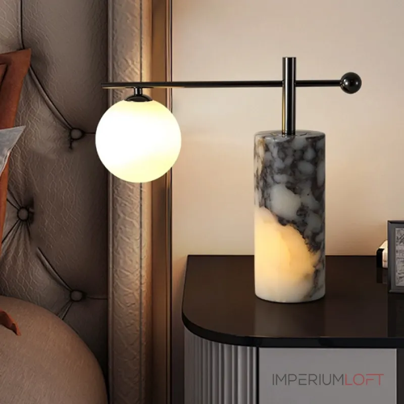 Серия настольных ламп с шарообразным плафоном на угловом кронштейне и основанием с внутренней подсветкой SYMBOL NEPHRITE TAB A от ImperiumLoft Серия настольных ламп с шарообразным плафоном на угловом кронштейне и основанием с внутренней подсветкой SYMBOL NEPHRITE TAB A от ImperiumLoft