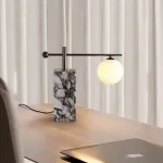 Серия настольных ламп с шарообразным плафоном на угловом кронштейне и основанием с внутренней подсветкой SYMBOL NEPHRITE TAB A от ImperiumLoft