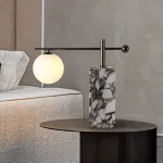 Серия настольных ламп с шарообразным плафоном на угловом кронштейне и основанием с внутренней подсветкой SYMBOL NEPHRITE TAB A от ImperiumLoft