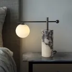 Серия настольных ламп с шарообразным плафоном на угловом кронштейне и основанием с внутренней подсветкой SYMBOL NEPHRITE TAB A от ImperiumLoft