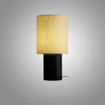 Серия настольных ламп с рельефным корпусом из высококачественной древесины разных оттенков и текстильным плафоном цилиндрической формы EUGEN Black от ImperiumLoft